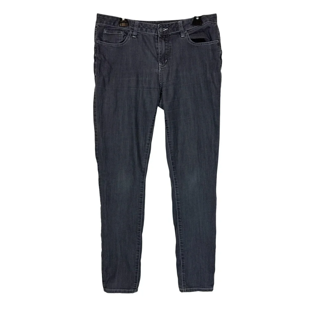 PrAna Jeans Womens 10/30 Gray Dark Wash Slim‎ Straight Mid Rise Stretch Denim